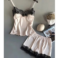 Silk Lace Babydoll Pajama Set