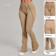 Gym Workout Women's Wide-Leg Tight-Fitting Hip-Lifting Yoga Flared Pants Dance High-Waist Flared Casual Outdoors Sports Trousers