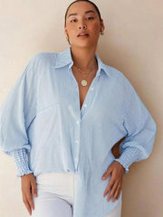 Striped Pocket Casual Shirt Women