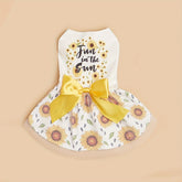 Sunflower Print Puppy Girl Dress