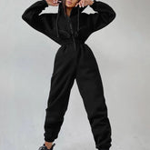 Fleece Hooded Wide Leg Jumpsuit