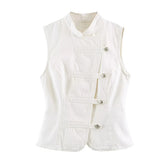 Retro Denim Button Blouse Vest