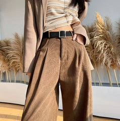 Women's Pants Autumn Winter Corduroy High Waist Wide Leg Pants for Women Casual Trousers Female Straight Pants Women Clothes New