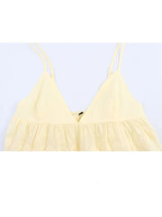 HH Women Shorts Suit Summer Sexy V-Neck Sleeveless Backless Hollow Design Top+Fashion High Waist Pleated Casual Slim Shorts
