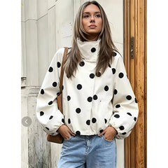 Women's Jackets Fashion Polka Dot Jacket Autumn Women Long Sleeve Loose Jackets Coats Streetwear Female Outerwear Tops