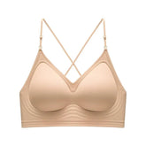 High Elastic Sports Bra 3 Ways Wearing Cross Back Wireless Padded Brassiere Breathable Invisible Yoga Fitness Workout Lingerie