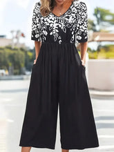 Modern Floral Short Sleeve Jumpsuit