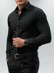 Patchwork Elastic Business Casual Shirt