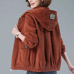 Corduroy Hooded Loose Jacket