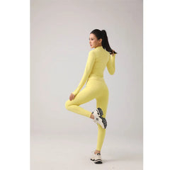 Women's Fitness Set Stand-Up Collar Long-Sleeve Yoga Top High-Waisted Leggings Running & Fitness Set