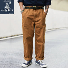 SauceZhan XX001 Chino Pants Vintage Cargo Pants Men Pants Men Cotton Straight Pants & Capris Casual Pants 310g Thick Loose