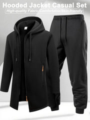 Men's Winter Casual Tracksuit Warm Zip-up Hoodie Jacket Sweatpants Set Daily Sports Jogging Suit Regular Fit Outdoor Sport Suit