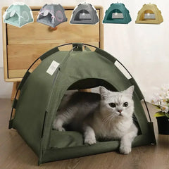 Semi-Enclosed Canvas Cat Tent Bed