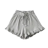 Waffle Knit Ruffled Lounge Shorts