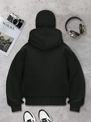 Men's face mask hoodie, windproof fleece-lined top, casual hoodie