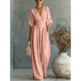 LDKVGSU V Neck Office Jumpsuit