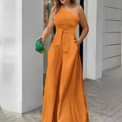 Irregular Off Shoulder Wide Jumpsuit