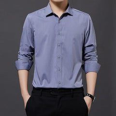 Stretch Solid Business Shirt Men