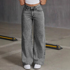 Mens Jeans Vintage Bow Embroidery Washed Denim Pants Harajuku Unisex Loose Fit Straight Leg Streetwear Casual Fashion Trend New