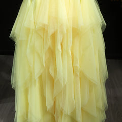 Yellow Halter Satin Evening Gown