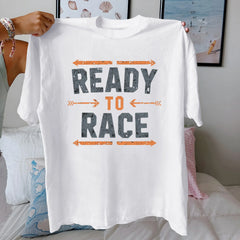 READY TO RACE Distressed Cotton T-Shirt