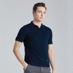 V Neck Embroidered Casual Polo