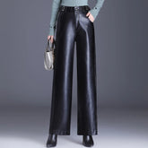 Wide Leg PU Leather Pants