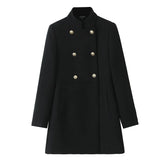Retro Black Wool Long Coat