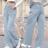 High Waist Draped Straight Jeans