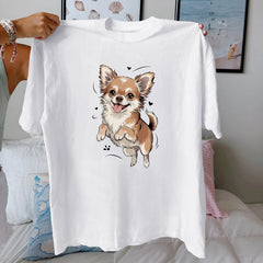 Happy Chihuahua Graphic Cotton T-Shirt