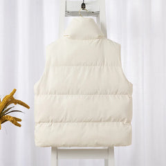 Women Fashion Autumn New 2026Stand Collar Elegant Down Coats Warm Outerwear Casual Belt Sleeveless Winter Women Vests Jackets