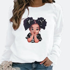 Printed Fleece Pullover Women Hoodie