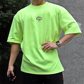 High Qualit gyms T shirt Men Bodybuilding print loose T-shirt Workout Fitness Tees Men Clothing cotton Short Sleeve Sports Shirt