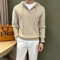 Hooded New Internet Celebrity Men's Sweater Versatile Popular Autumn Winter Solid Color Zipper Bottoming Trendy Hoodies Casual
