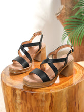 Women Cross Toe Square Heel Sandals