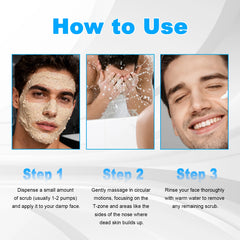 Oil Control Exfoliating Face Scrub for Men - Deep Pore Cleansing, Acne, Blackhead Removal, Oily Skin, Post-Shave, 60g