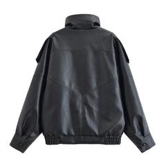 Black Faux Leather Moto Jacket
