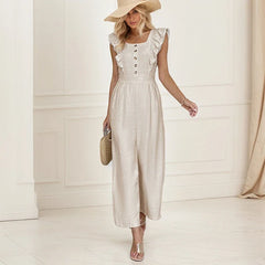 Flying Sleeve High Waist Jumpsuit