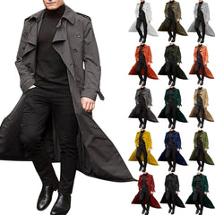Men’s Luxury Full-Length Trench Coat – England Style Business Overcoat