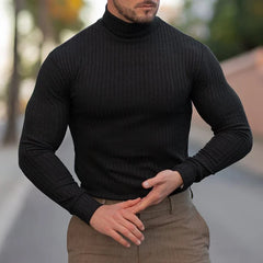 Slim Ribbed Turtleneck Pullover