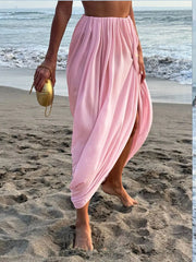 Irregular Skirt for Women Spring Summer New Elegant Street Style Skirt Women's Fashion Loose Ruched Draped Side Split Maxi Skirt