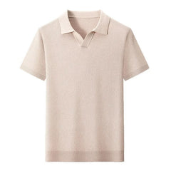 100% Cotton Short-sleeved POLO Shirt Men's Lapel Knitted T-shirt High-end Casual Bottoming Versatile Men's Short-sleeved Men's T
