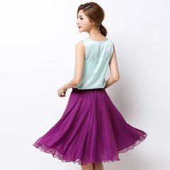 Silk Pleated High Waist Midi