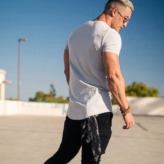 Men's Muscle Sports T-Shirts Fashion Tees Tops Short Sleeve Athletic Workout Gym Clohting Slim Fit T Shirts for Men