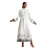 Floral Velvet Abaya Maxi Dress