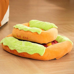 Pet Bed Hot Dog Shaped Dog Lounger Cat Sleeping Cushion Soft Fiber Puppy Warm House Removable Washable Beds for Cats Dogs