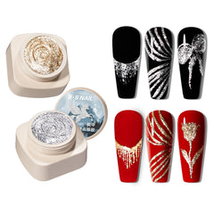 RSNAIL 5g No-Wipe Platinum Gel Nail Polish for Summer Reflective Sparkle Metallic Golden Silvery Drawing Liner Manicure Varnish
