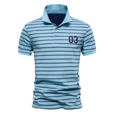 Striped Embroidered Cotton Summer Polo