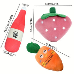 10pcs Pet Teething Toys Puppy Chew Toys Puppy Teething Toys Stuffed Plush Puppy Dog Toys Squeaky Fruits Vegetables Design Toy