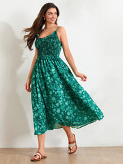 V-Neck Lace Trim Maxi Dress